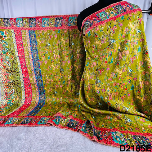 Self jacquard Positional Print Dola Silk Dupatta-D2185